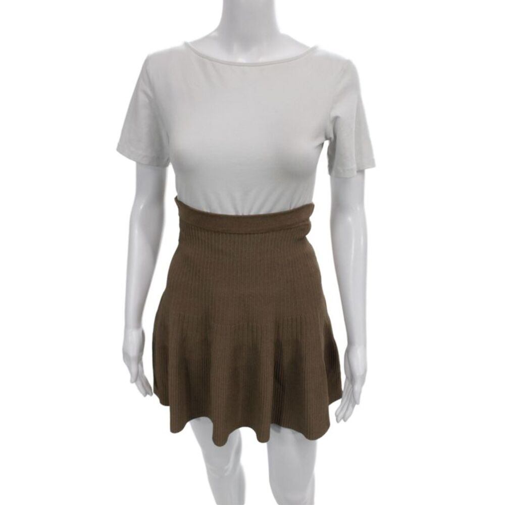 Kerisma Women Skater Mini Skirt Brown Rayon Spandex Size S